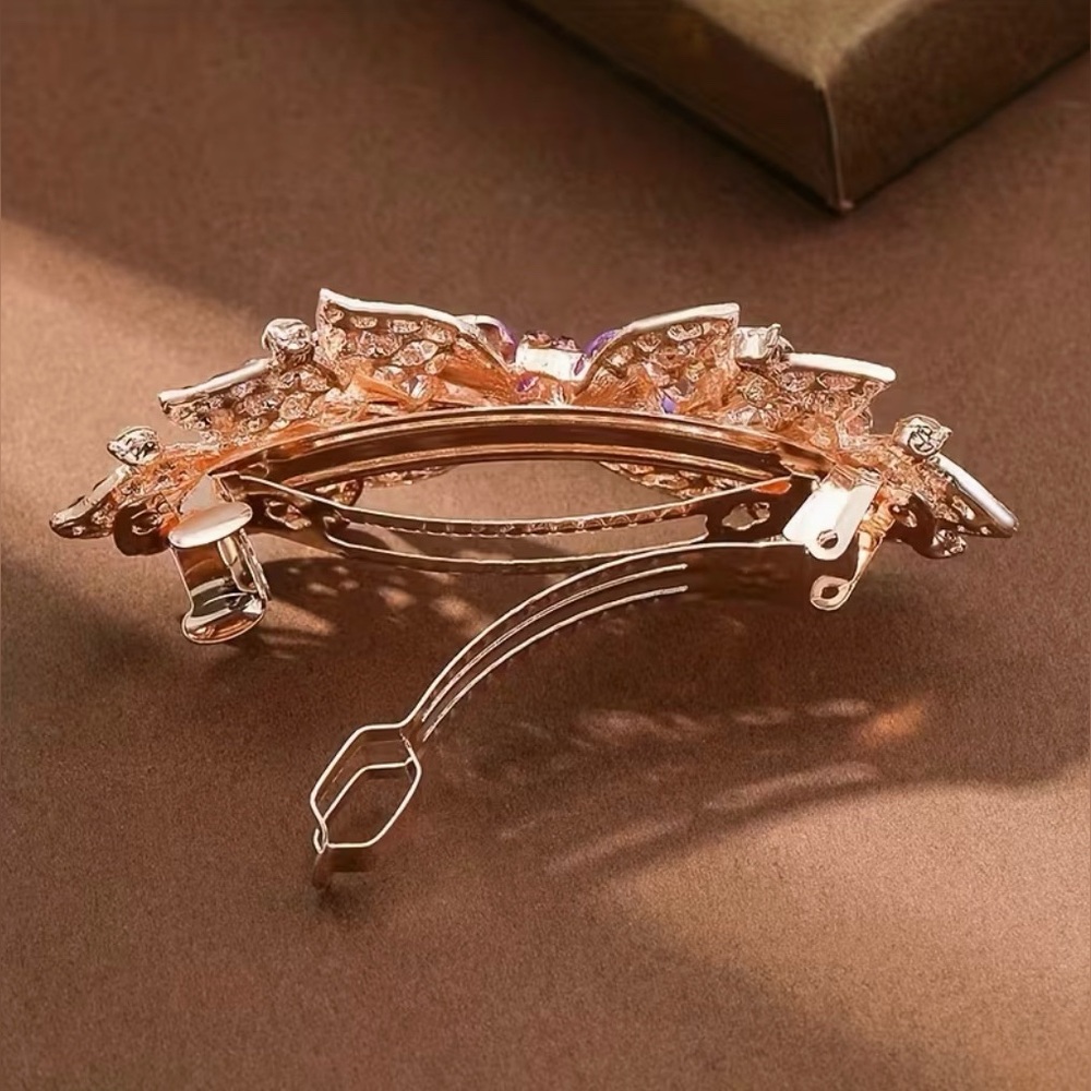 Rhinestone Embellished Barrette Hair Clip Barrette Gorgeous New Modern - Picture 3 of 4